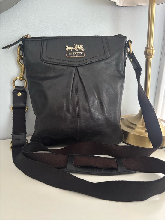 Coach Handbags - Coach Black Leather Crossbody Bag with Gold-Tone Hardware